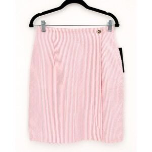 NWT Casablanca Wrap Skirt SZ 10 Pink Seersucker 90s VTG Preppy Coastal Resort
